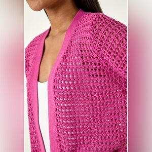 24” ptp Jones Studio Vibrant Pink Knit Cardigan